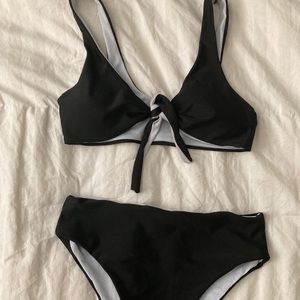 Front tie high waisted bikini